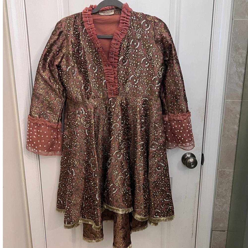 Ayla Noor New York Indian Desi Luxury Festive high-low tunic Rhinestone Metallic